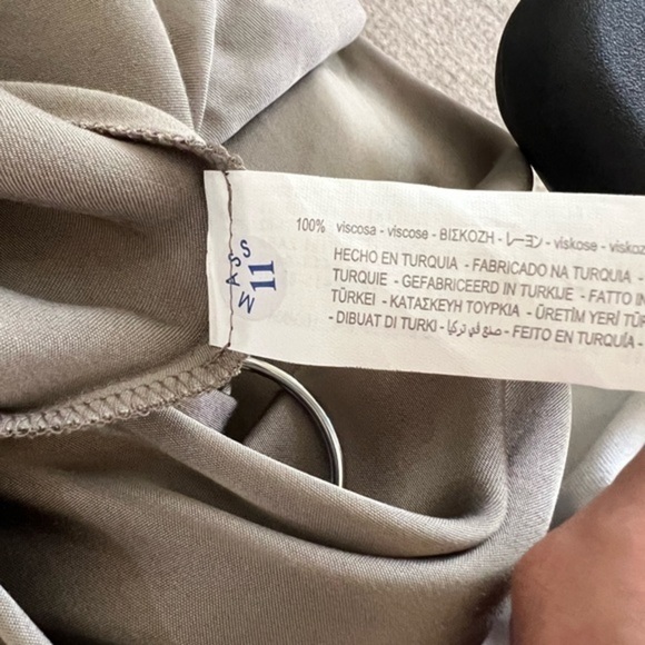 Zara Ruched Slip Dress Midi Satin Feel Size XS Grey Cocktail Party - Picture 7 of 10